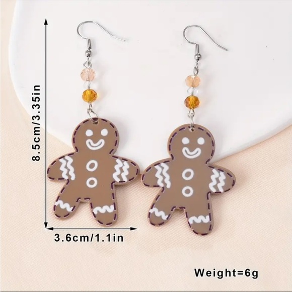Pullover Top Soft Knit Long Sleeve with Adorable Gingerbread Man w/ Earrings - Picture 5 of 14